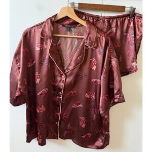 Midnight Bakery howdy print satin pajamas women's size XL